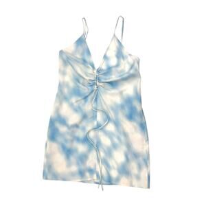 H&M x Justine Skye Blue White Cloud V-Neck Spaghetti Strap Mini Dress S
